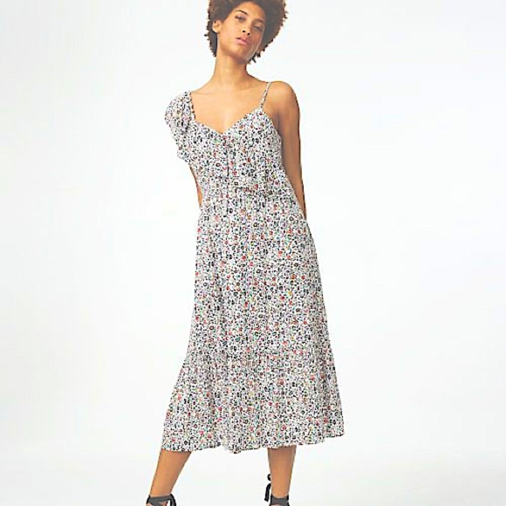 Club Monaco Floral Midi Dress - White and Black